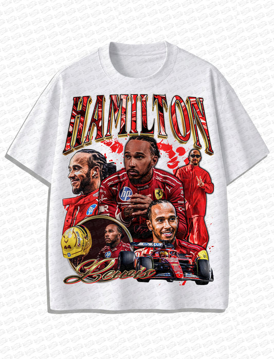 Lewis Hamilton Ferrari “Prancing Legacy” Vintage T-Shirt – Retro F1 Bootleg Style