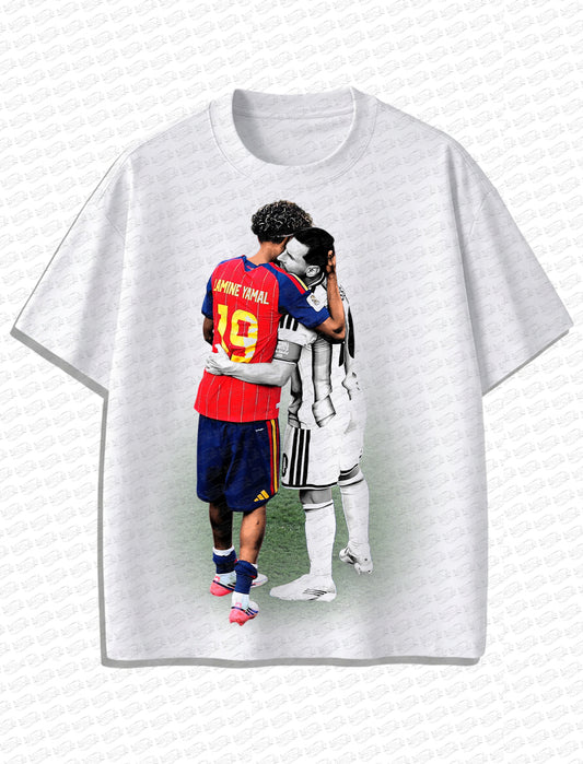 Messi & Lamine Yamal “Past Meets Future” Vintage T-Shirt – Retro Football Style
