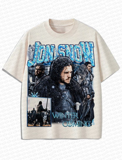 Jon Snow “Winter Is Here” Vintage Tee – 90s Retro Bootleg Style