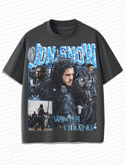 Jon Snow “Winter Is Here” Vintage Tee – 90s Retro Bootleg Style
