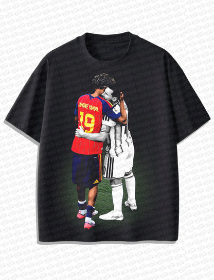Messi & Lamine Yamal “Past Meets Future” Vintage T-Shirt – Retro Football Style