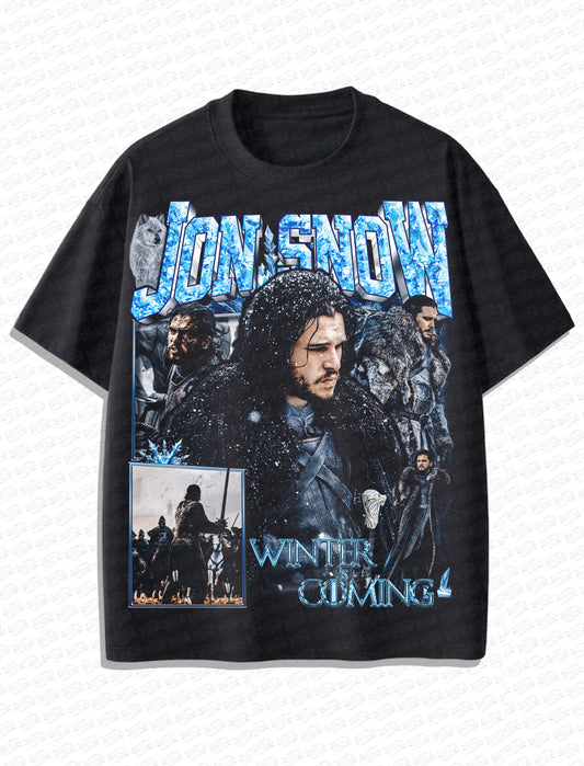 Jon Snow “Winter Is Here” Vintage Tee – 90s Retro Bootleg Style