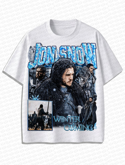 Jon Snow “Winter Is Here” Vintage Tee – 90s Retro Bootleg Style